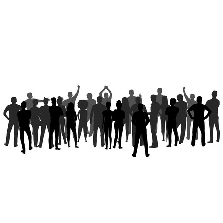 crowd of people. silhouette of a group of people standing backのイラスト素材