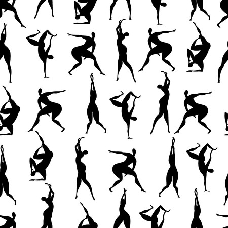 people dance. silhouette of dancing people. seamless patternのイラスト素材