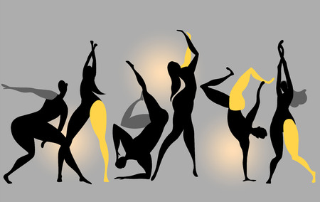 people dance. vector silhouette of dancing people in the clubのイラスト素材
