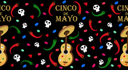 Cinco de Mayo. traditional Mexican holiday. seamless horizontal patternのイラスト素材