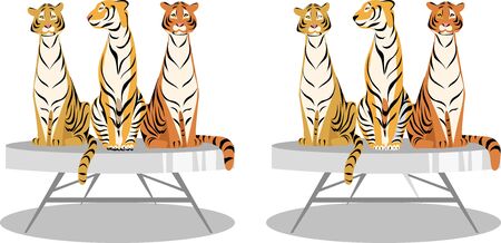 find 10 differences. vector image of tigers for development. picture for childrenのイラスト素材