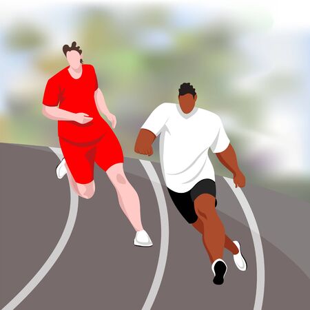 runners. sprinters. vector image of athletes at the stadium during the competitionのイラスト素材