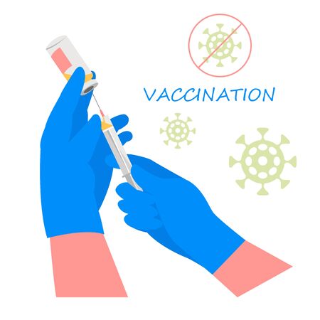 vaccination. vector illustration of human vaccination. set of medicine in a syringe. disease preventionのイラスト素材