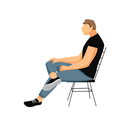 a man is sitting on a chair. a person in a relaxed position. vector imageのイラスト素材