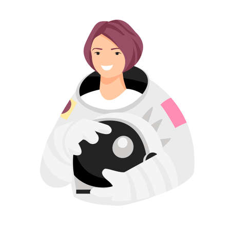 woman astronaut. woman in a suit of an astronaut. vector illustrationのイラスト素材