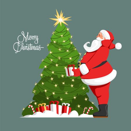 Santa Claus. vector image of a Christmas tree. gifts under the Christmas treeのイラスト素材