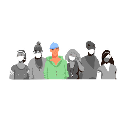 people in masks. the virus pandemic. human protection. vector imageのイラスト素材