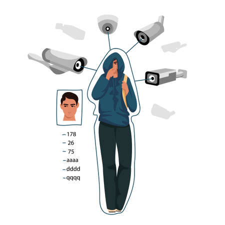 video surveillance. vector image of video cameras. surveillance of peopleのイラスト素材
