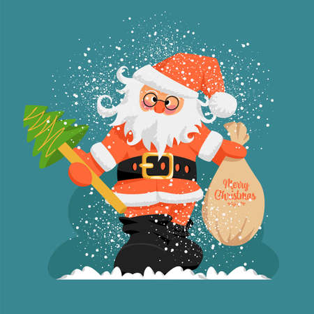 Santa Claus. vector Christmas image of Santa. funny illustration for congratulationsのイラスト素材