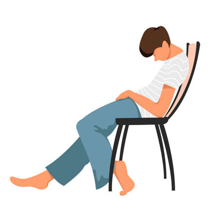 man is sleeping. sleep sitting on a chair. sleeping man vector imageのイラスト素材