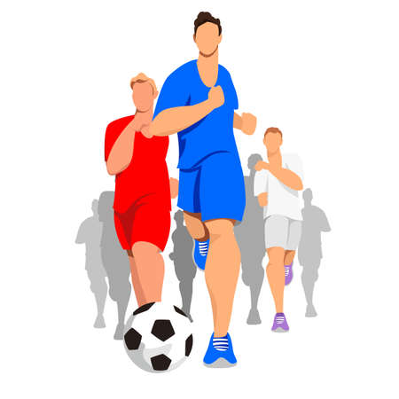 football. footballers. team of athletes with the ball. vector illustration of people in sportsのイラスト素材