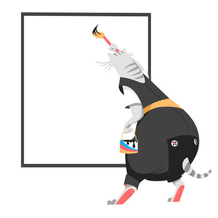 an empty letterhead for the inscription. the person writes. writing a text. vector funny illustrationのイラスト素材