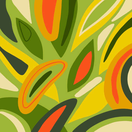 Bright mixed abstract geometric shapes pattern in summer â autumn joyful colors Limited retro design paletteの写真素材