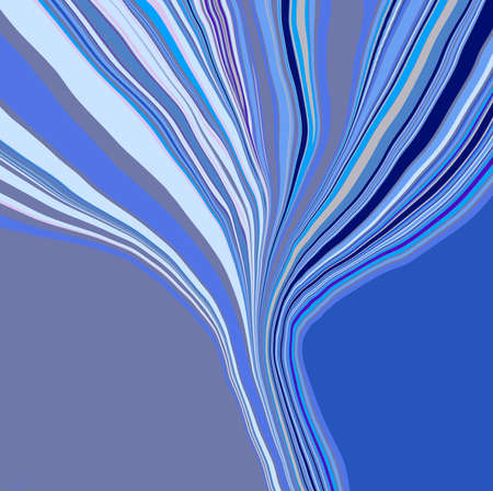 Abstract colorful mystical fantasy flower, plant, tree marbled texture Random wavy curved shapes, stripes Pouring effect, marbled print in minimalist style Cooled color schemeの写真素材