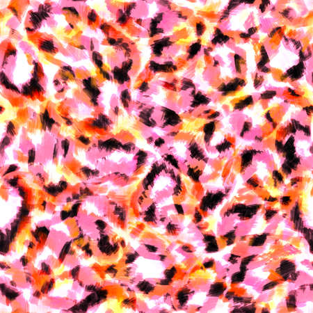 Limited colors blurry sketched seamless pattern with abstract geometric chaotic irregular spots of animal skins on a white background Colorful leopard skin, jaguar fur Soft fluffy effectの写真素材