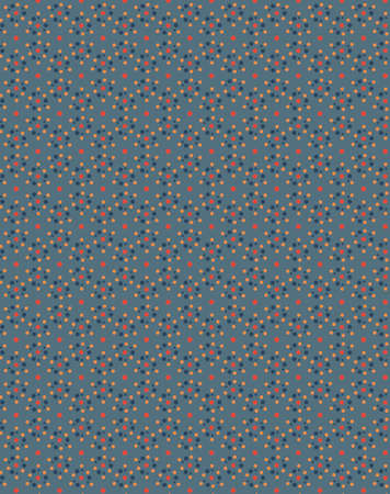 Cute romantic folk pattern of simple white and yellow polka dots flowers on a gray seamless background Flat design Floral girl dress print Vintage, Retro, village, rustic style color paletteの写真素材
