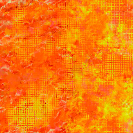 Bright yellow - orange blurred layered painted background Chaotic mixed transparent blots, spots, strokes and lines Limited warm colorsの写真素材