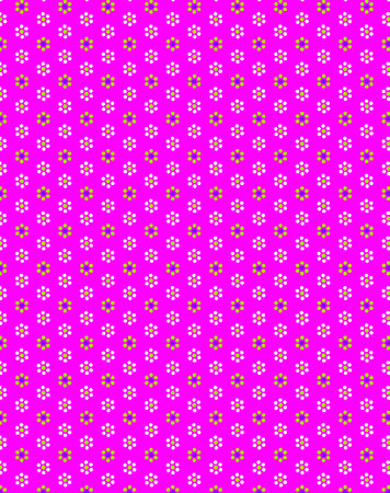 Cute folk geometric pattern with white and green polka dots on a bright pink background Flat, retro, vintage, rustic style print for the design of fabrics, wallpapers, packagingの写真素材