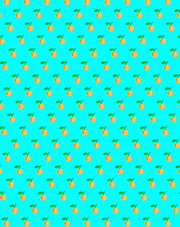 Cute simple botanical pattern Abstract apple on a blue background Rustic, country, cottage decor,...