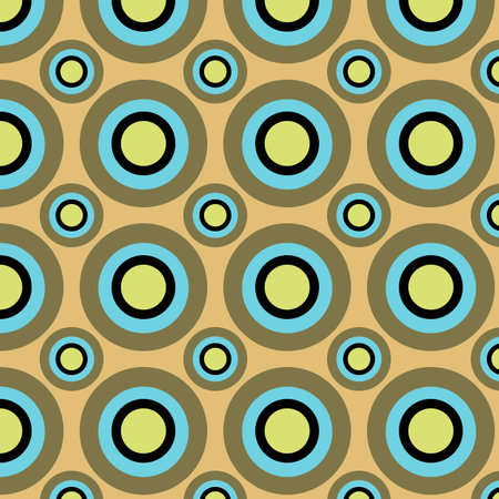 Large and small circles Muted natural colors Seamless geometrical pattern Retro Vintage designの写真素材