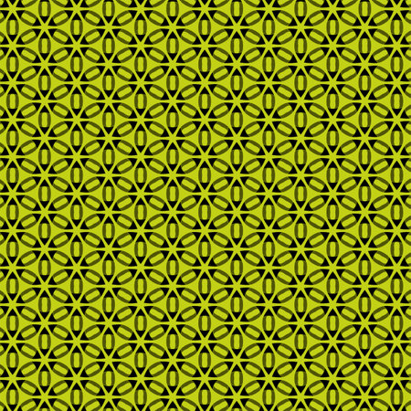 Abstract geometric flowers fabric, paper background in light and dark green colors Mosaic, tile, kaleidoscope, lattice, patchwork, quilting designの写真素材