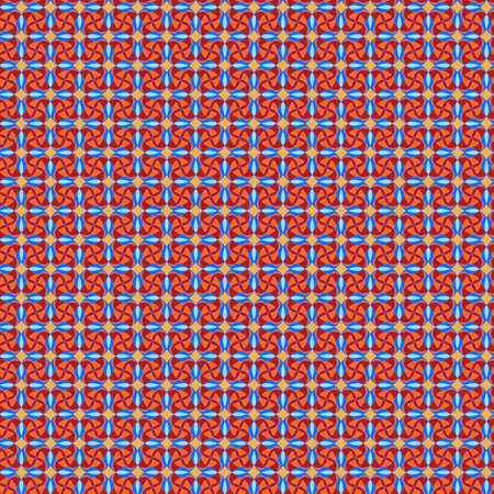 Abstract checkered seamless pattern with simple geometric shapes in limited bright orange, yellow, blue and redの写真素材