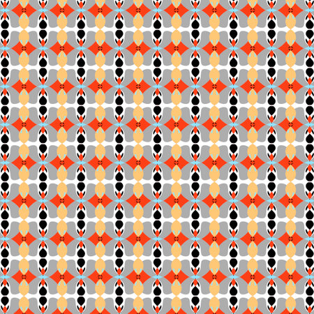 Abstract fabric and paper pattern of mixed geometric shapes in limited yellow, orange and gray colorsの写真素材