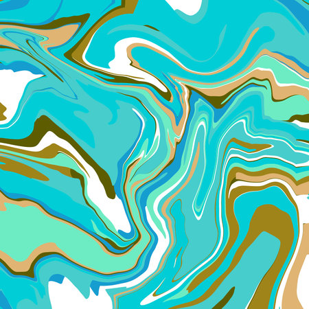 Fantasy graphic marble texture with wavy curved stripes in green, blue, white and beige shades Liquid swirl and fill effect Dynamic wavy curved stripes and lines Liquid Swirl and pouring effectの写真素材