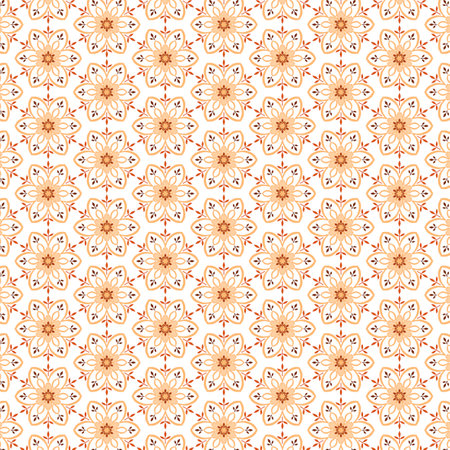 Abstract modern fabric and paper pattern Light romantic mosaic geometric flowers on white background Decorative hexagonal grid, lattice, tileの写真素材