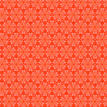 Abstract geometric lace-like flowers fabric pattern Simple modest two-color floral ornament Warm red, coral, peach, pink, orange color palette Openwork lace modern fashion trend Holyday design, decorationの写真素材