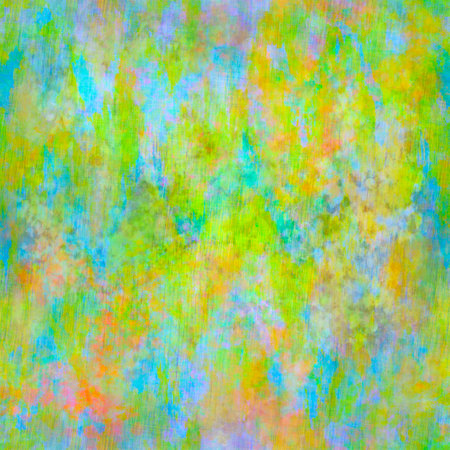 Bold bright summer natural yellow, green and blue colors Abstract blurred painted seamless pattern Mixed transparent layered blotches, splatters and streaks Wall paint, art print, web design Modern Scribble fashion trendの写真素材