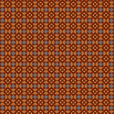 Abstract mosaic checkered fabric and paper pattern Yellow, orange and brown geometric motifs on a gray background Best for fabric designs, gift wraps, scrapbook papers, greetings cardsの写真素材