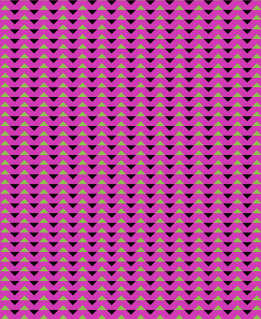 Bold vibrant abstract geometric seamless pattern black and green triangles on a pink magenta backgroundの写真素材