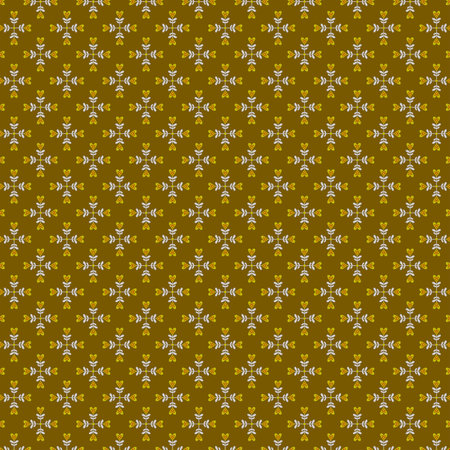 Abstract crossed flowers and hearts fabric and paper pattern Autumn yellow and mustard olive colors Rustical, cottage decor, farmhouse, simple life, country, modest, Ditsy styleの写真素材