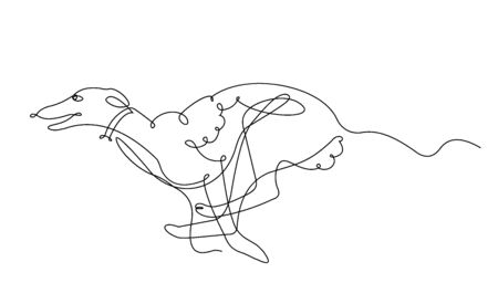 Russian wolfhound dog,one line drawing, continuous lineのイラスト素材