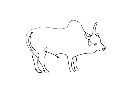 Buffalo one line drawingのイラスト素材