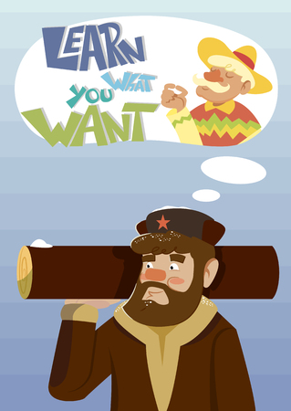 Funny card. Learn what you wantのイラスト素材