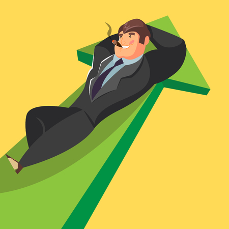 Businessman lie down on the diagram.のイラスト素材