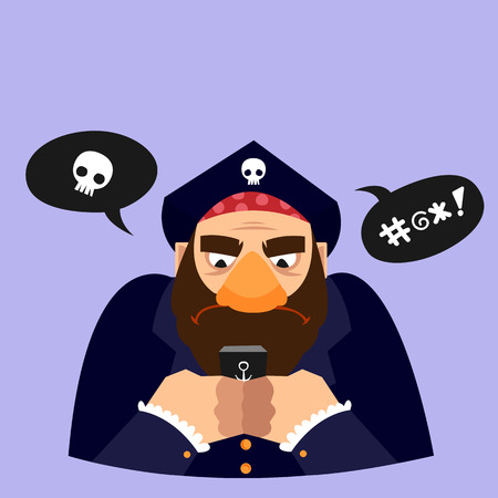 Funny vector illustration. Character textingのイラスト素材