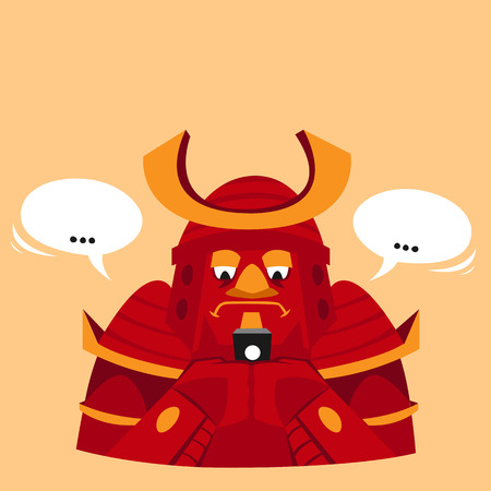 Funny vector illustration. Character textingのイラスト素材