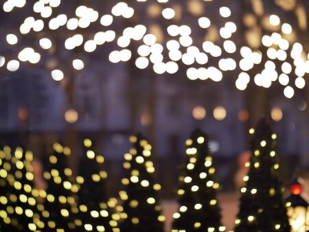 Christmas decorations, Christmas trees and garlands, holiday, blurred background