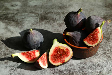 figs fruit on the gray backgroundの写真素材