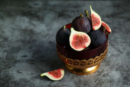 figs fruit on the gray backgroundの写真素材