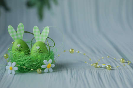 easter eggs with place for textの写真素材