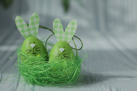 easter eggs with place for textの写真素材