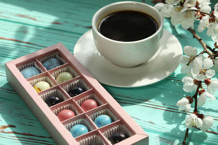 cup of coffee with craft handmade candies