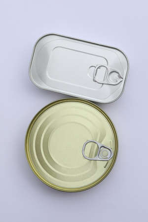 metal can on the white background with copy space