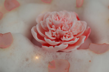 handmade soap in rose shape with a foam