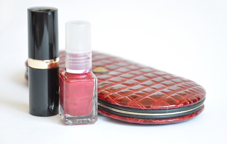 Lipstick, nail polish and manicure set の写真素材