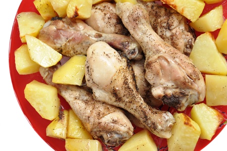 Baked potato with chicken. Home cookingの写真素材
